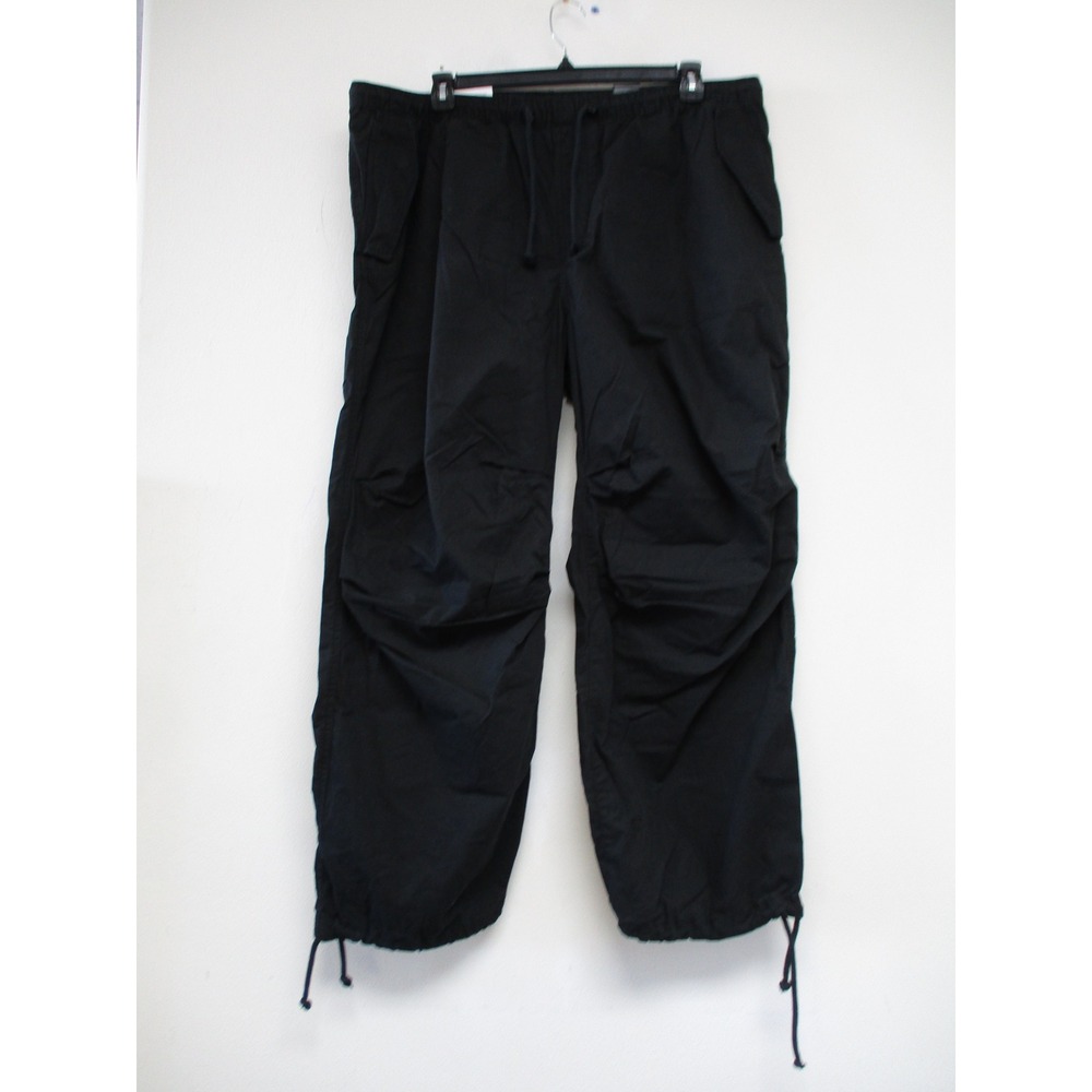 H&M Cargo Pants Men XXL Black Loose Fit Drawstring Hem Utility Streetwear